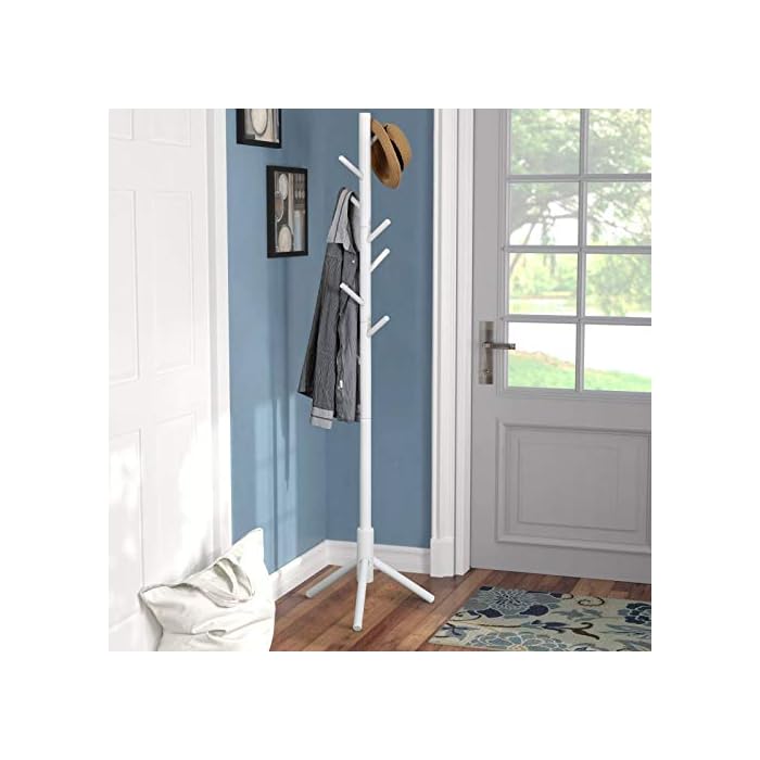 Vlush Sturdy Coat Rack Stand, Entryway Hall Tree Wooden Coat Rack
