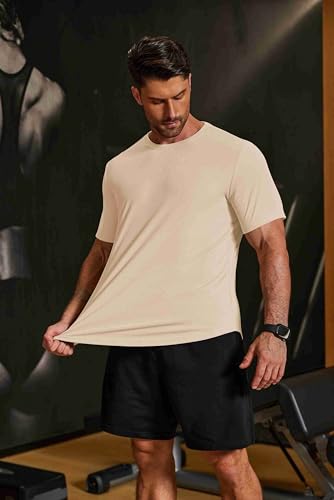 Image of COOFANDY Mens Muscle T Shirts Short Sleeve Slim Fit Tshirts Gym Workout Athletic Crewneck Shirt