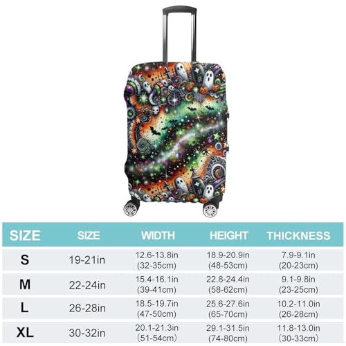 Halloween Glitter Ghosts Bats Luggage Cover Travel Suitcase Cover Luggage Protector 22-24 Inch2