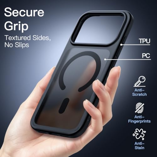 Image of JETech Magnetic Matte Cover Case for iPhone New Pro Max, Black