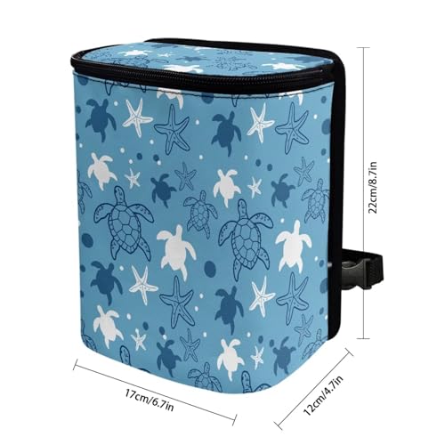 Image of KEIAHUAN Blue Turtle Hanging Car Trash Can Bin Foldable Car Trash Bag Large Capacity Auto Garbage Bag Grocery Organizer Container Fit Truck Kitchen Bedroom Travel Camping