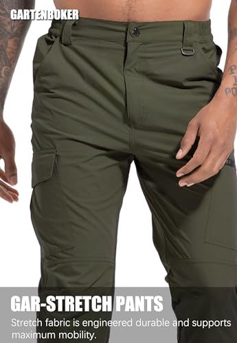 Gartenboker Men'S Lightweight Hiking Cargo Work Pants Quick Dry Water Resistant Fishing Travel Climbing Outdoor Stretch Pants Army Green 32 thumb #8