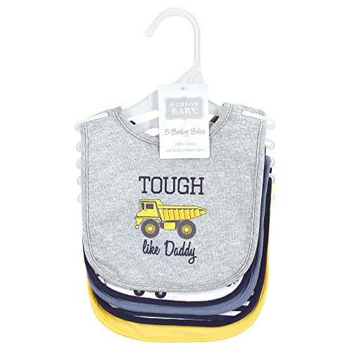 Image of Hudson Baby Unisex Baby Cotton Bibs, Construction, One Size