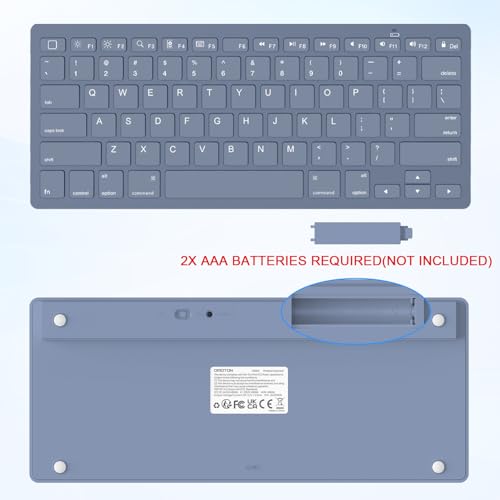 Image of OMOTON Ultra-Slim Bluetooth Keyboard for iPad 11th /10th /9th /8th /7th, iPad Pro /Air /Mini and iPhone Series, Wireless iOS Keyboard with 12 Multimedia Keys for Office, Home, Travel, School, Deep Blue
