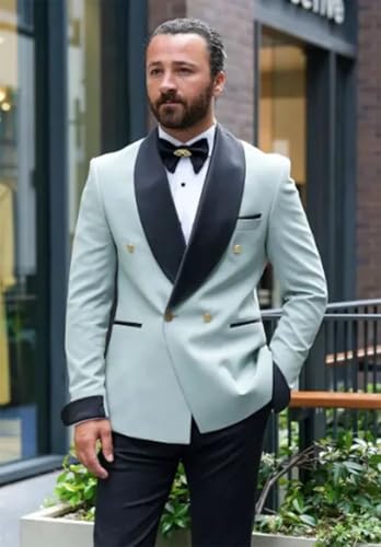 2 Piece Double Breasted Tuxedos Suits for Men Slim Fit Shawl Lapel Tux Blazer Pants Sets Man Tuxedo2