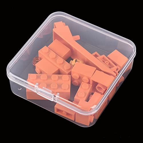 Image of 100 Pieces Square Mini Clear Plastic Storage Box, 2.95x2.95x0.98 inch | Empty, Organizer Containers, Hinged Lids, For Small Items, For Craft Projects