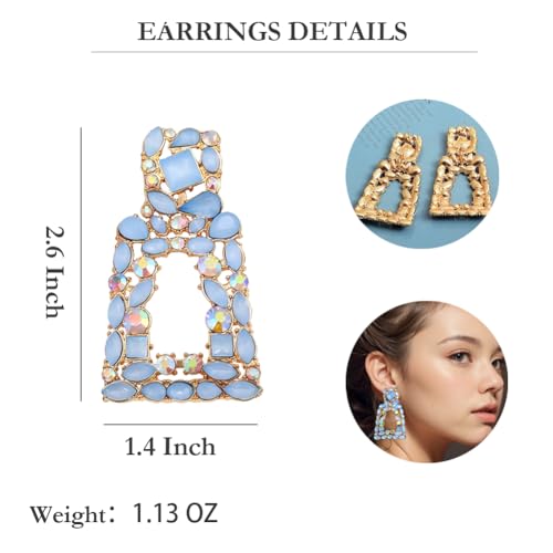 Bar Dangle Earrings Retro Geometric Crystal Rhinestone Sparkly Rectangle Drop Earrings for Women Fashion Jewelry2