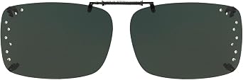 Solar Shield Clip-on Polarized Sunglasses 54 Rec G with Rhinestones, Gunmetal
