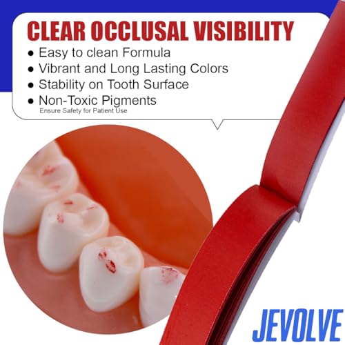Image of 180 Sheets Dental Articulating Papers | Straight Shape Micron Bite Articulating Paper Doubled Side for Occlusal Adjustment - Thick Red