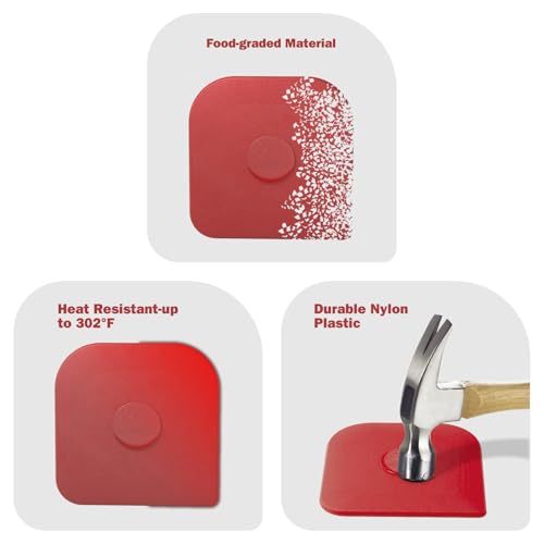 Image of Pan Scraper, 10 Pcs Pot Scraper Plastic, Pot Scraper Non Scratch for Cast Iron, Pot and Pan Cleaning, Sturdy Scraper Kitchen Tool, Red