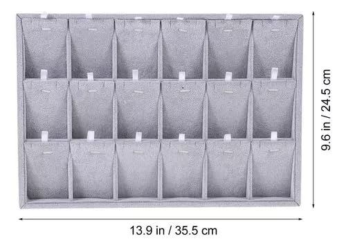 Image of Velvet Jewellry Drawer Organizer Stackable Tray (Grey, 15 Pendent Set Tray)