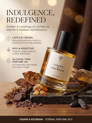 Cigars & Icecream EAU DE PARFUM Perfume for Men Long Lasting Perfume for Women Alcohol Free Unisex Perfume Oil Concentrated Fragrance Oil 50ml Pack of 1 - 2