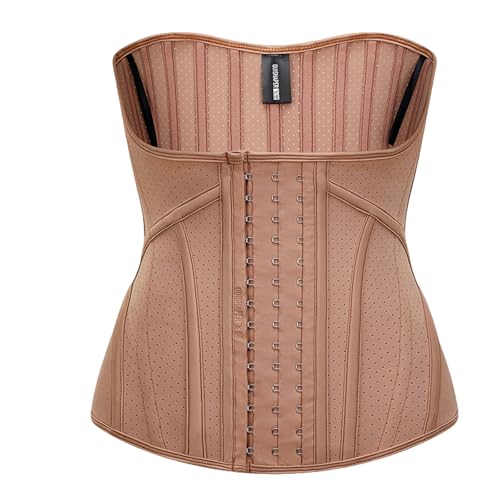 CHENZKBD Corset Mujer Faja Moldeadora De Cintura para Mujer, Corsé De Control De Abdomen, Cinturón Reductor De Látex para Torso Corto-marrón-XXS