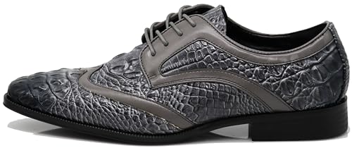 Image of ODN Men's Alligator Crocodile Print Oxfords Fashion Lace Up Dress Shoes
