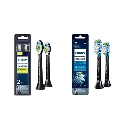 Philips Sonicare Genuine DiamondClean and Premium Plaque Control Toothbrush Heads Bundle (4 Brush Heads)