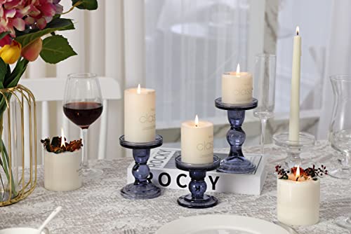 Gmwd 3 Pcs Glass Candle Holder Set Clear, Blue Candlesticks Holders Pillar Taper Candles Tealight Stand For Wedding Centerpieces Home Decorations Dining Table #TOP6