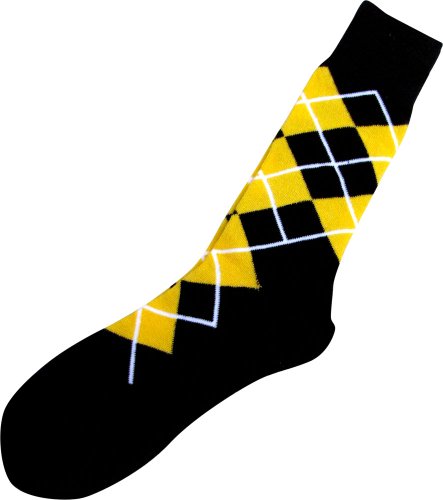 Men's Black & Gold Argyle Socks - Size: 10-13