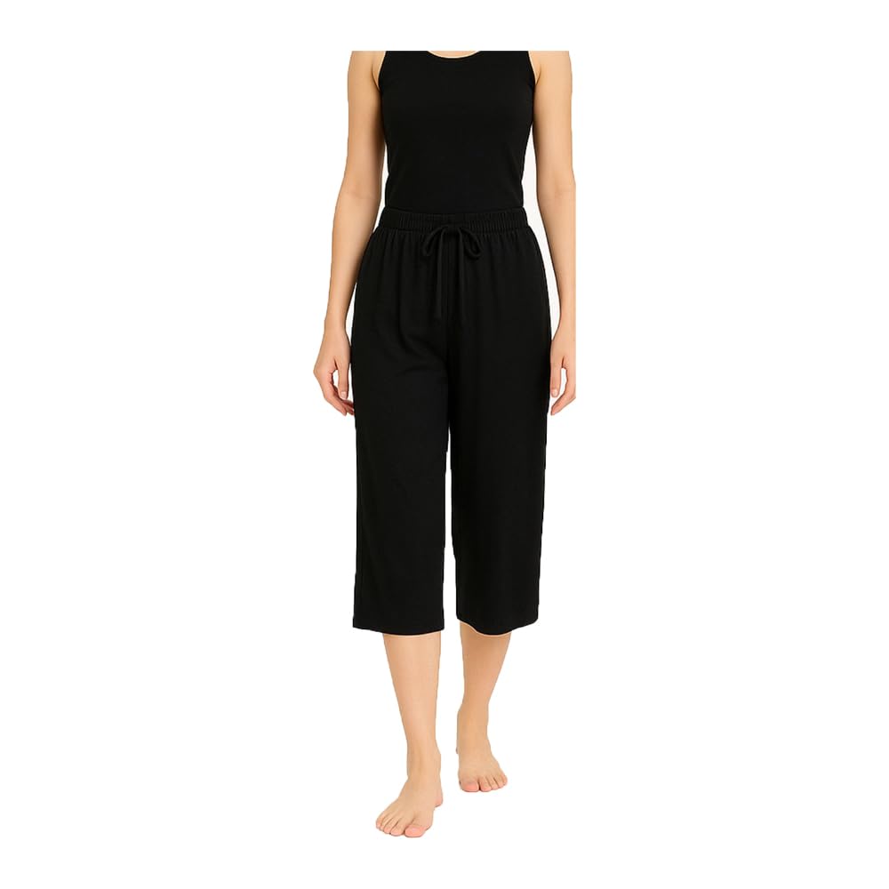 Women's Cotton Plain 3/4th Capri For Girls Single Pack (Black)-picture-40