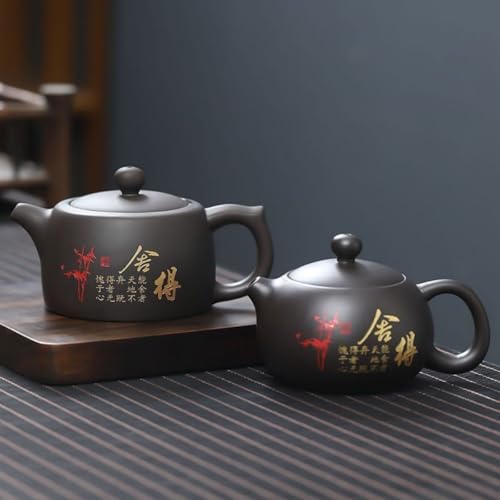 Juego de té Chino Kungfu de alta gama con tetera de cerámica hecha a mano y detalles dorados
