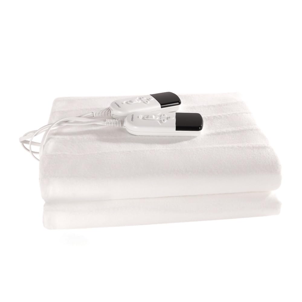 Homemate Manta eléctrica Doble (H/M/L) 3 ajustes de Calor, 2/4/12 Horas temporizadores Manta calentada, protección sobrecalentamiento 160x140cm Desmontable, Lavable a máquina Blanco