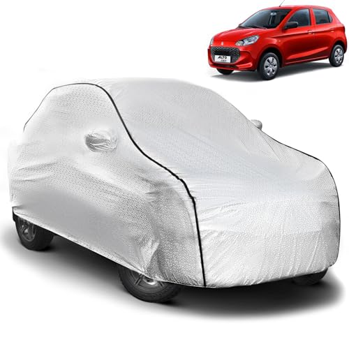 Image of Pivalo Car Cover for Maruti Alto K10 All Model & Years (2010-2025) 100% Waterproof with Mirror Pockets, Triple Stitched Bottom Elastic Dustproof Full Body Protection (Heat & UV Resistant, Silver)