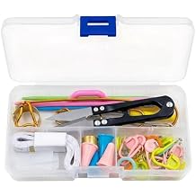 GKINIKG Knitting Tools Set with Storage Case Knitting & Crochet Accessories for Sewing, Repair and DIY Craft Projects, Includes Scissors, Stitch Markers, Needles & Ruler