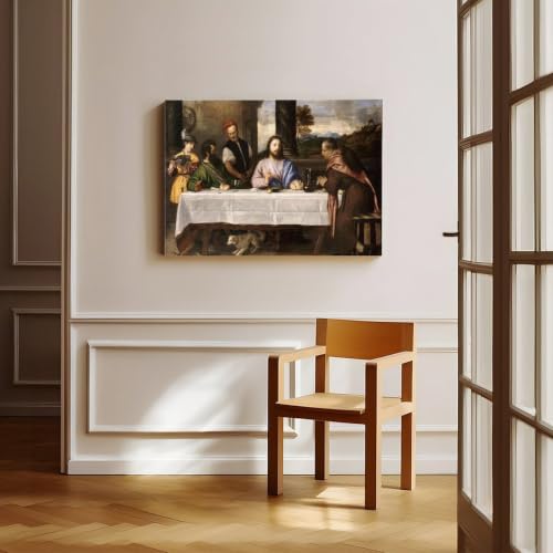 Tableau Titien Souper à Emmaüs avec cadre de suspension robuste - 7