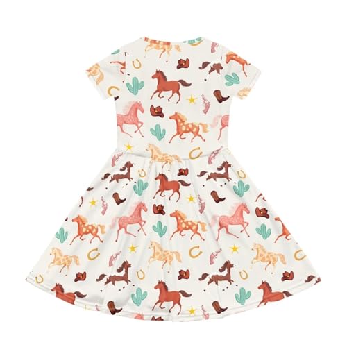 Image of Short Sleeve Dress for Girls with Pockets Cute Toddler Girl Clothes Summer 2-12