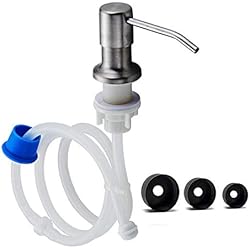 Encimera Cocina Fregadero Integrado Dispensador de jabón para fregadero de cocina, dispensador de jabón integrado, cabezal de bomba con kit de tubo de extensión de 46 pulgadas (plata)