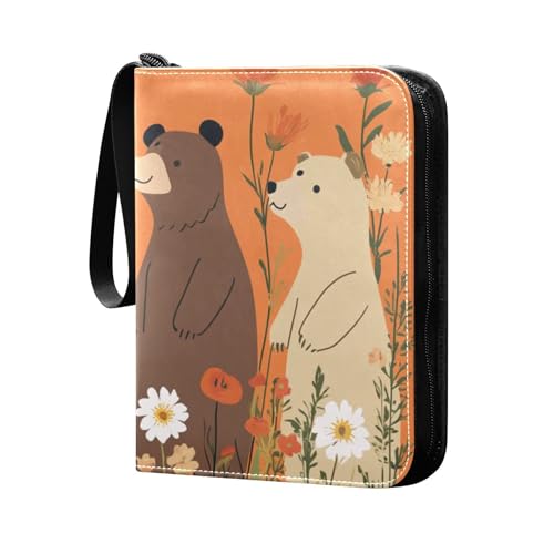 Funda para tarjetas de béisbol con fundas extraíbles de doble cara para niños y niñas, juguetes, regalo de osos de belleza, color naranja