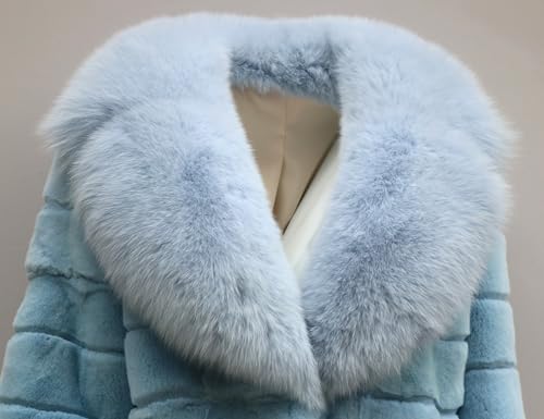 Women's Genuine Rex Rabbit Fur Coat Thick Warm Fur Jacket with Large Fox Fur Collar3