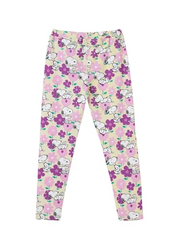 Image of The Souled Store Peanuts: Snoopster Girls Pull On Purple All Over Printed Cotton Leggings (2-8 Yrs)