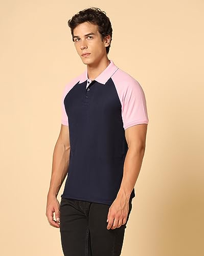 Image of INKKR Men's Solid Regular Fit T-Shirt ((FACTORY-A11)-(S)-Navy FCT11 04