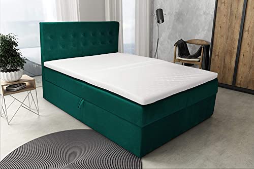 Best For Home Boxspringbett | Doppelbett 180x200 mit Stauraum | S Deluxe Boxspringbett mit 7-Zonen Bonnell-Federkernmatratze und Topper | Erhältlich Größen | Gemaakt in de EU