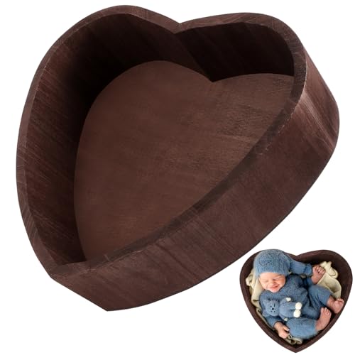 Abaodam Heart-Shaped Baby Photography Basket Wooden Posing Prop 17.12X15.74X4.84In Newborn Photo Studio Accessory by Abaodam - Used condition - CA$16.83