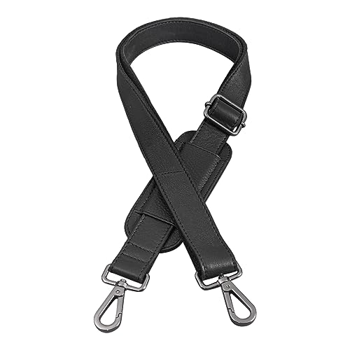 STILORD Taschengurt Breit Leder mit Karabiner und Polster zum Wechseln Schultergurt für Taschen Trageriemen Handtaschengurt für Umhängetasche Echtleder, Farbe:schwarz