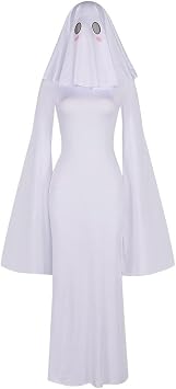 Women's Sexy Ghost Outfit Cosplay Backless Dress with Mask Kawaii Anime Costumes for Halloween Party Cosplay Outfits for Adults Women