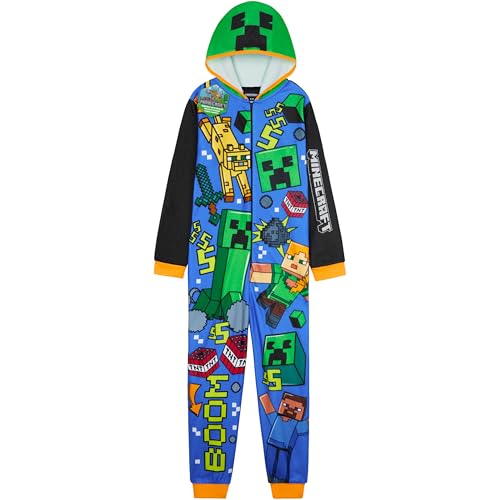 Get Trend Minecraft Onesies for Boys & Teens 7-14 Years, Hooded Fleece Loungewear, Jumpsuit Pyjamas, Gamer Gifts for Boys (7-8 Years, Multi Hooded Minecraft)