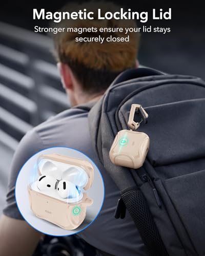 Image of ESR for AirPods 4 Case, Compatible with AirPods 4th Generation Case (2024), Compatible with MagSafe, Powerful Drop Protection, Magnetic Lid, Cyber Series, Desert Titanium