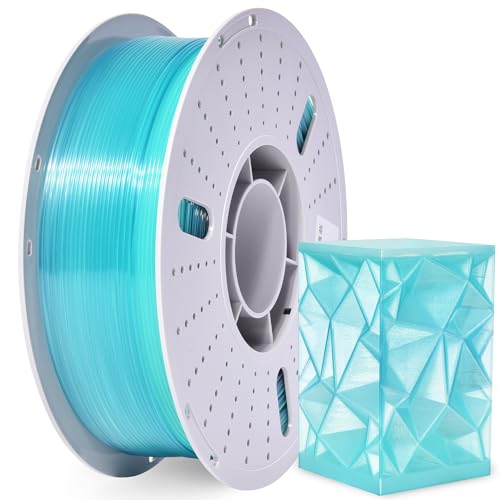 Image of PINBALL PETG Rainbow Clear 3D Printer Filament 1.75mm, Multicolor Translucent PETG Filament, Accuracy + /- 0.02 mm, 1kg Spool (2.2lbs), Glass Blue