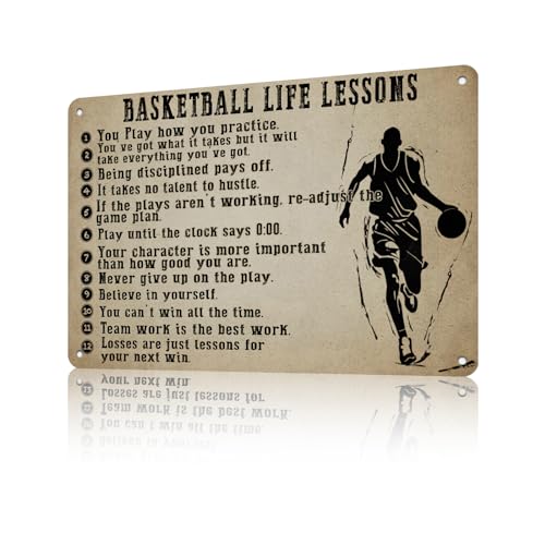 GJXFTPTTBD Basketball Gifts Inspirational Metal Sign Wall Decor Basketball Posters for Men Athletes Basketball Players Living Room Boys Room Playroom Bedroom Gym Decor 12 * 8in