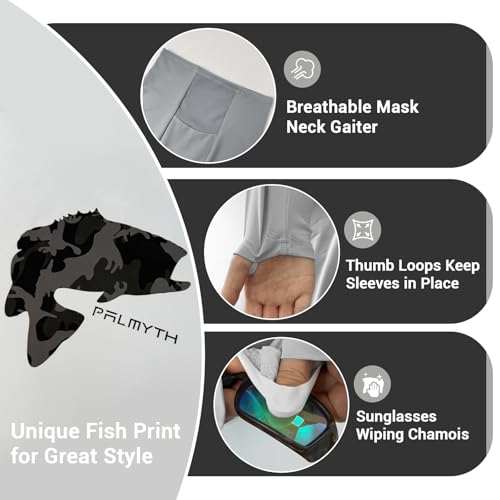 Palmyth Fishing Hoodie for Men Long Sleeve with Mask Sun Protection UV UPF 50+ Shirts Neck Gaiter3