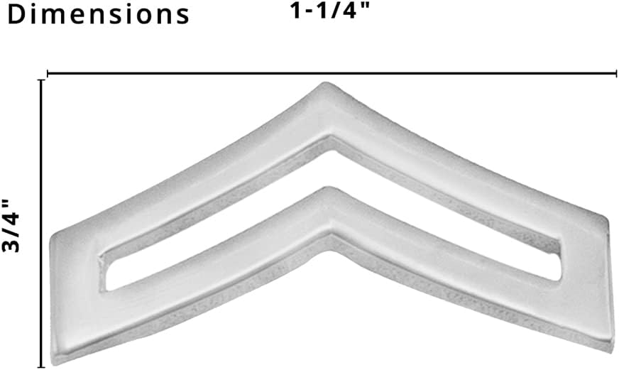 Smith & Warren Large Corporal Double Chevron Collar Brass Rank Insignia Silver Finish Police Military Uniform Pin