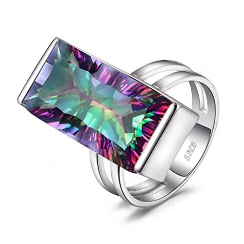 Bague en argent sterling 925 massif femme avec grand quartz naturel