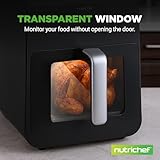 NutriChef 6 Liter Electric Air Fryer & Food Steamer Function | 12-1 Preset Cooking Functions, Fries, Chicken, & More | Transparent Window & Food Steaming option for Best Cooking Results | Black