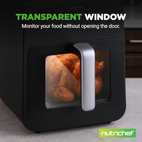 Nutrichef Electric Air Fryer Tenderizer 6.3 Quart | 12-1 Preset Cooking Functions | Includes Tenderizing Function | Digital Display | Transparent Window For Best Cooking Results | Black by NutriChef - Image 5