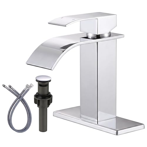 ARCORA Chrome Bathroom Faucet, Single Handle Waterfall Vanity Faucet
