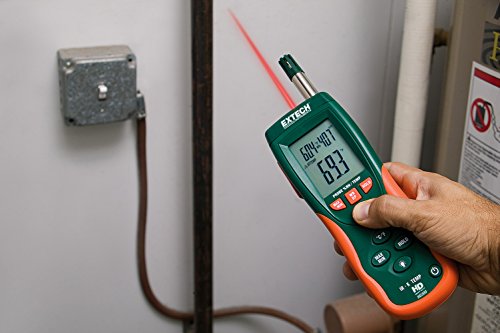 Image of Extech HD500 Psychrometer with 30:1 Infrared Thermometer | Humidity, Type K, and IR thermometer (30:1), triple backlit LCD, dew point, non-contact temperature