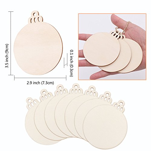 OurWarm 100pcs Wooden Ornaments for Crafts, 3.5inch DIY Christmas Ornaments to Paint, Unfinished Round Wood Slices Christmas Crafts for Hanging Xmas Tree Decorations - Thumbnail 3