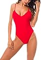 heekpek Donne Sexy Imbottito Costumi da Bagno Bikini Set Monokini Costume da Bagno Costume Intero delle Donne da Bagno Push-up Swimwear, Rosso, S